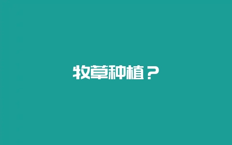 牧草种植？-会东网