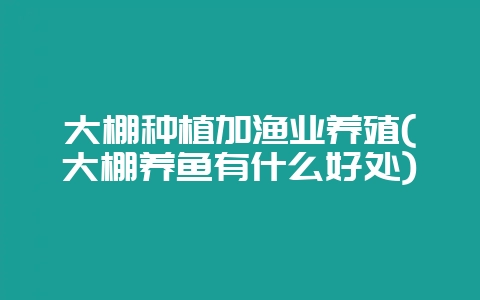 大棚种植加渔业养殖(大棚养鱼有什么好处)-会东网