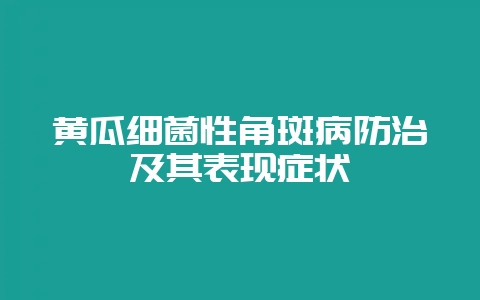 黄瓜细菌性角斑病防治及其表现症状-会东网