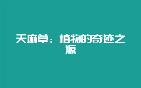 天麻草：植物的奇迹之源-会东网