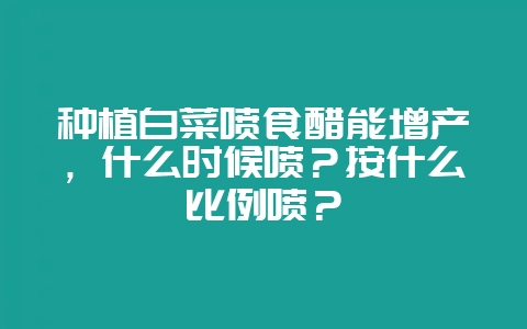 种植白菜喷食醋能增产，什么时候喷？按什么比例喷？-会东网