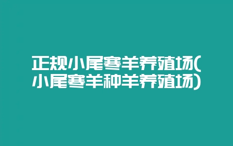 正规小尾寒羊养殖场(小尾寒羊种羊养殖场)-会东网