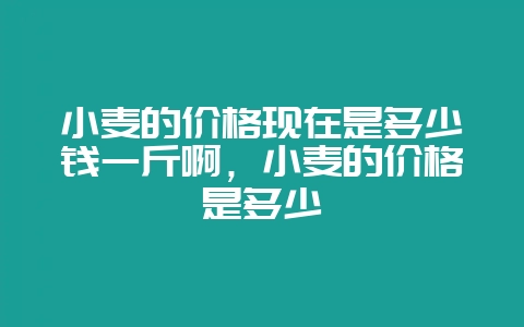 小麦的价格现在是多少钱一斤啊，小麦的价格是多少-会东网