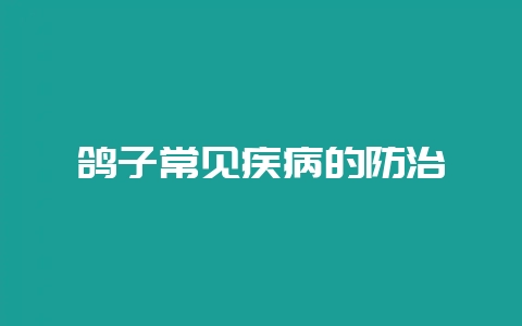 鸽子常见疾病的防治-会东网