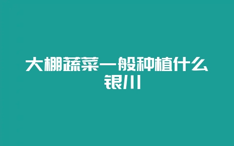 大棚蔬菜一般种植什么 银川-会东网