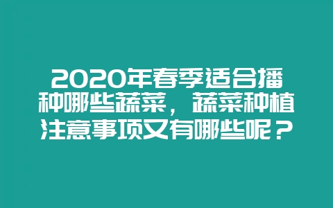 2020年春季适合播种哪些蔬菜,蔬菜种植注意事项又有哪些呢?-会东网