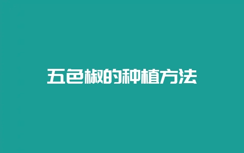 五色椒的种植方法-会东网
