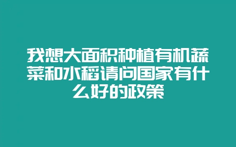 我想大面积种植有机蔬菜和水稻请问国家有什么好的政策-会东网