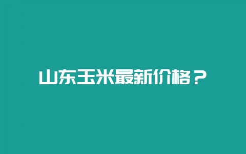 山东玉米最新价格？-会东网