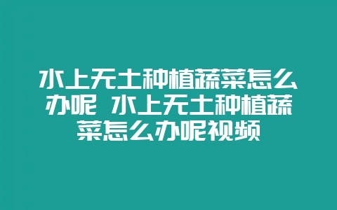 水上无土种植蔬菜怎么办呢 水上无土种植蔬菜怎么办呢视频-会东网