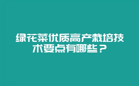 绿花菜优质高产栽培技术要点有哪些？-会东网