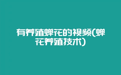有养殖蝉花的视频(蝉花养殖技术)-会东网
