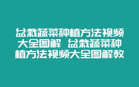 盆栽蔬菜种植方法视频大全图解 盆栽蔬菜种植方法视频大全图解教程-会东网