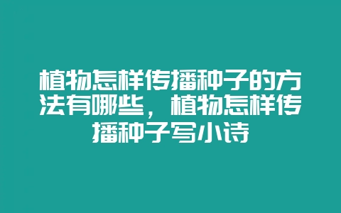 植物怎样传播种子的方法有哪些，植物怎样传播种子写小诗-会东网