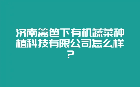 济南篱笆下有机蔬菜种植科技有限公司怎么样？-会东网