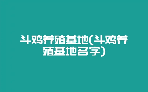 斗鸡养殖基地(斗鸡养殖基地名字)-会东网