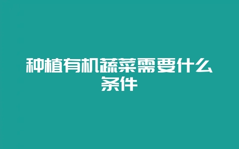 种植有机蔬菜需要什么条件-会东网