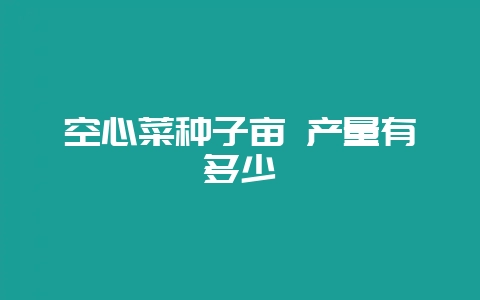 空心菜种子亩 产量有多少-会东网