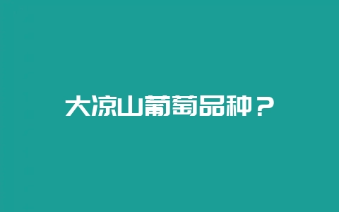 大凉山葡萄品种?-会东网