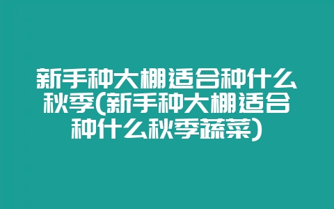 新手种大棚适合种什么秋季(新手种大棚适合种什么秋季蔬菜)-会东网