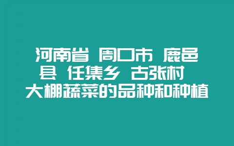 河南省 周口市 鹿邑县 任集乡 古张村 大棚蔬菜的品种和种植面积-会东网