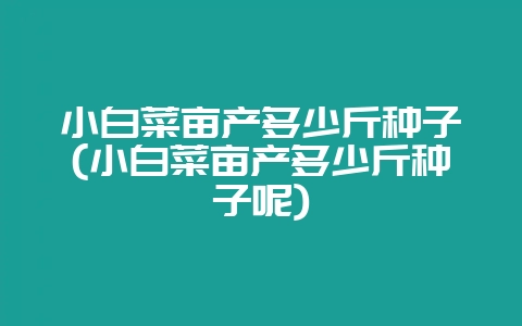 小白菜亩产多少斤种子(小白菜亩产多少斤种子呢)-会东网