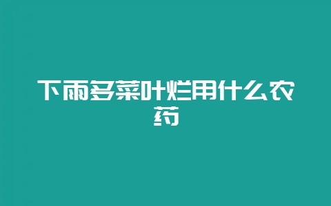 下雨多菜叶烂用什么农药-会东网
