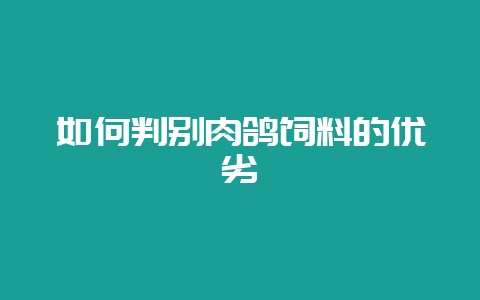 如何判别肉鸽饲料的优劣-会东网