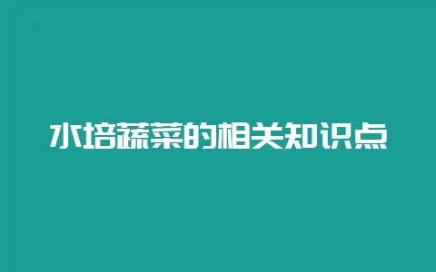 水培蔬菜的相关知识点-会东网