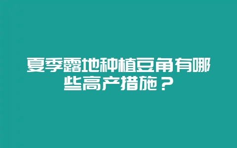 夏季露地种植豆角有哪些高产措施？-会东网