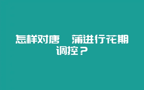 怎样对唐菖蒲进行花期调控?-会东网