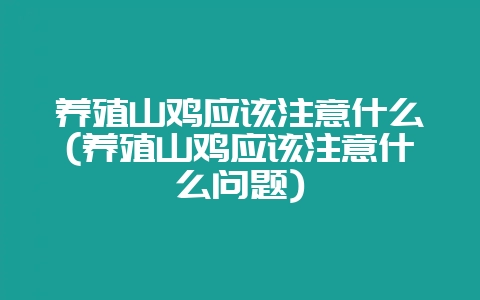 养殖山鸡应该注意什么(养殖山鸡应该注意什么问题)-会东网