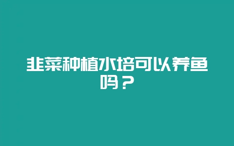 韭菜种植水培可以养鱼吗?-会东网