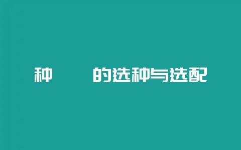 种鹌鹑的选种与选配-会东网