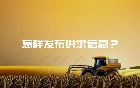 怎样发布供求信息？-会东网