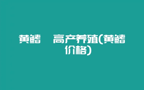 黄鳍鲷高产养殖(黄鳍鲷价格)-会东网