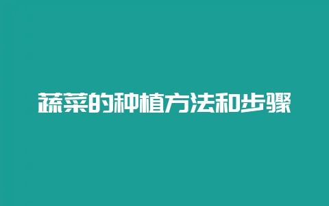蔬菜的种植方法和步骤-会东网