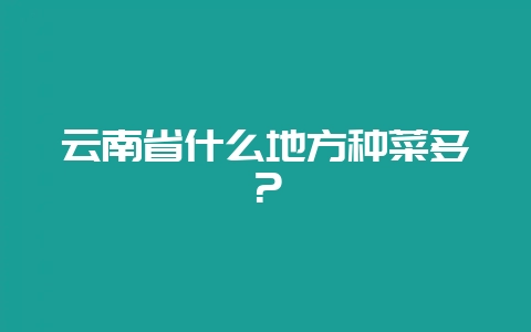 云南省什么地方种菜多？-会东网
