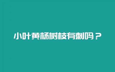 小叶黄杨树枝有刺吗？-会东网