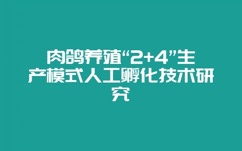 肉鸽养殖“2+4”生产模式人工孵化技术研究-会东网