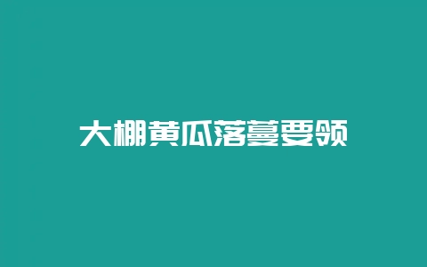 大棚黄瓜落蔓要领-会东网
