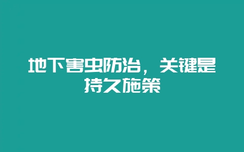 地下害虫防治，关键是持久施策-会东网