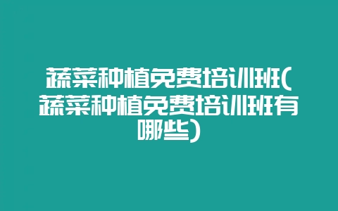 蔬菜种植免费培训班(蔬菜种植免费培训班有哪些)-会东网