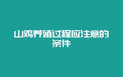 山鸡养殖过程应注意的条件-会东网