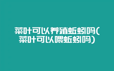 菜叶可以养殖蚯蚓吗(菜叶可以喂蚯蚓吗)-会东网