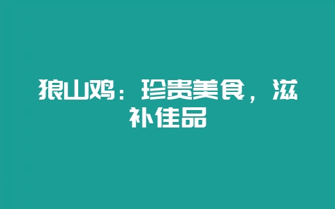 狼山鸡：珍贵美食，滋补佳品-会东网