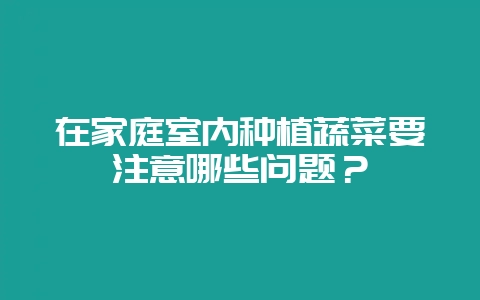 在家庭室内种植蔬菜要注意哪些问题?-会东网