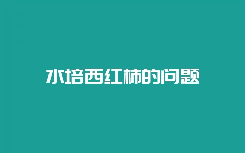 水培西红柿的问题-会东网
