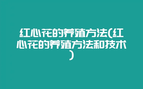 红心花的养殖方法(红心花的养殖方法和技术)-会东网