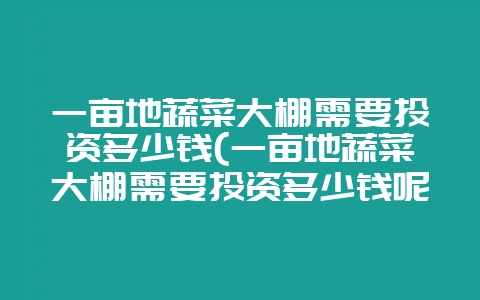 一亩地蔬菜大棚需要投资多少钱(一亩地蔬菜大棚需要投资多少钱呢)-会东网